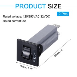 MECCANIXITY 2Pcs Thermal Circuit Breakers 125/250VAC 32VDC 3A Manual Reset Electric Button Breaker Thermal Overload Protector for Electrical Equipment