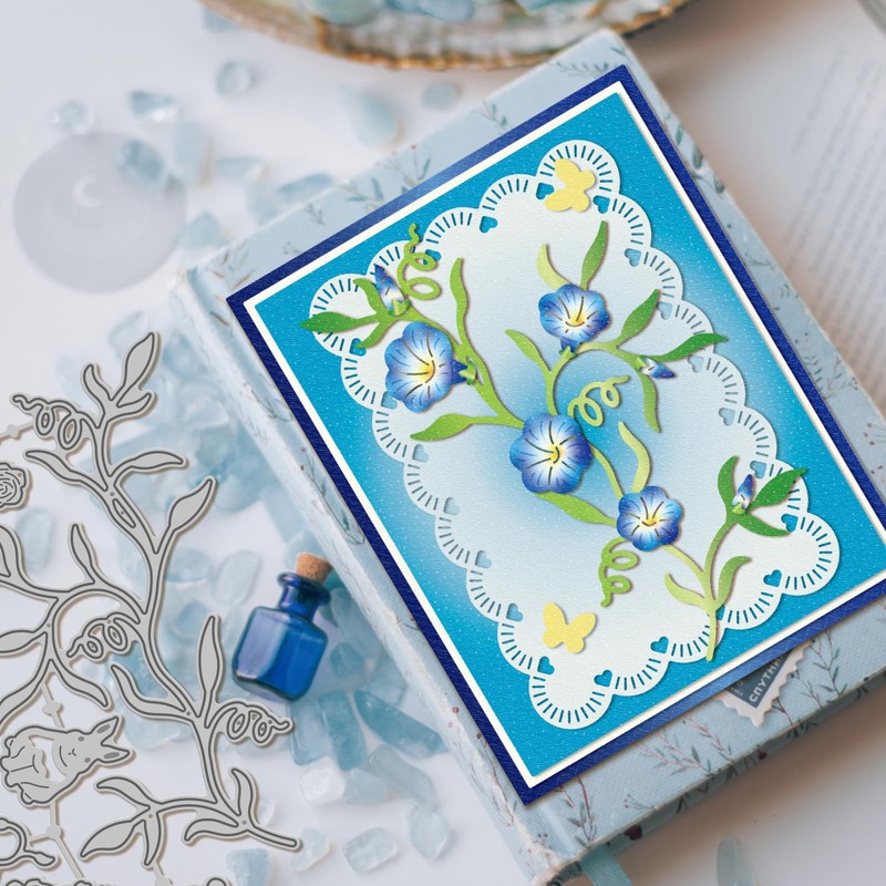 GLOBLELAND Flowers Vines Cutting Dies for Card Making Trellis Window