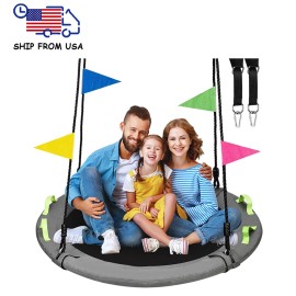 Zoshine Exclusive Best-seller 40-Inch Outdoor Net Swing Grey Weather-Proof Spider Web Design with Safety Hanging Systemcolor: Gray