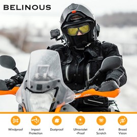 BELINOUS Motorcycle Goggles for Scooter ATV Off-Road, Vintage Leather Pilot Style Goggle (Yellow Lens, Black Frame)