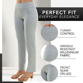 Zac & Rachel Women's Petite Millennium Fabric Pull-On Slim Leg Pant, Grey, 6P