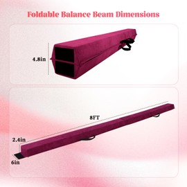 GCCSJ 8FT Balance Beams for Kids 3-5 Gymnastic Equipment Folding Balance Beam