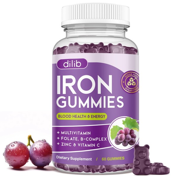 Iron Gummies with Multivitamin, Iron Supplement for Women & Men