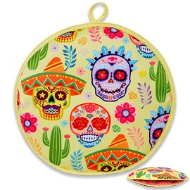 VNOM - Bolsa térmica para tortillas de 12 pulgadas, aislada y apta para microondas, mantiene el calor para harina de maíz, taco, pizza, pan hasta una hora, color amarillo