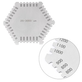 KooingTech Hexagons High Precision Thickness Gauge 25-3000um Wet Film Comb Stainless Steel with Black Protective Housing