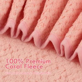 Orighty Orighty Baby Hooded Towel with Five Washcloths, Super Soft & Absorbent Bath Towel with Hood for Babies, Infant, Toddler, Newborn Essential - Ideal Baby Stuff Registry Gift for Boys and Girls (Pink)