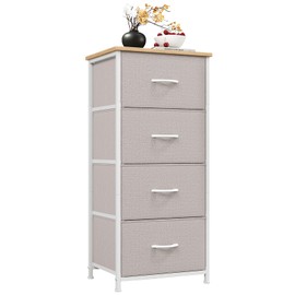 Somdot Tall Dresser for Bedroom with 4 Drawers, Storage Organizer Chest of Drawers with Removable Fabric Bins for Living Room Closet Bedside Nursery Laundry Entryway Hallway, Ash Grey