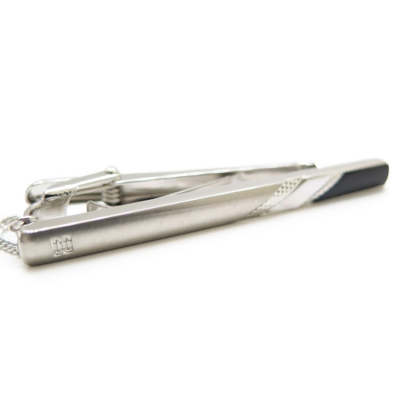 DAKS Onyx & White Butterfly Diamond Check Tie Bar Tie