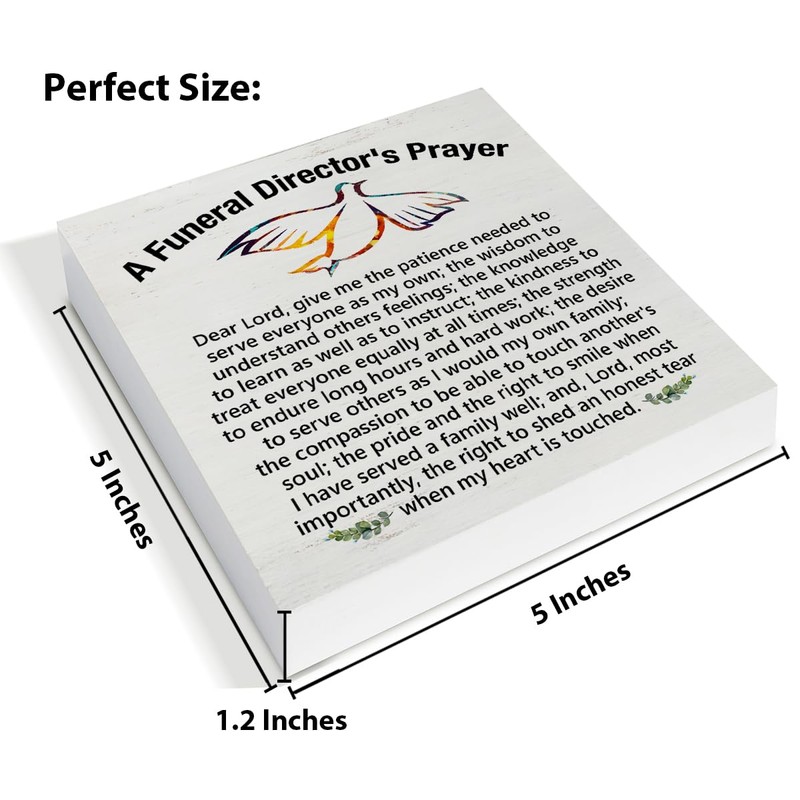 Christian Funeral Directer Decor Mortician Gift Funeral Directors Prayer Wooden