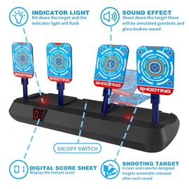 Baztoy Electronic Digital Target, Auto Reset Electric Shooting Scoring Target with Light & Sound Effect Toys Gifts Gadgets Indoor Outdoor Games for Kids Boys Girls Toddlers Teenager