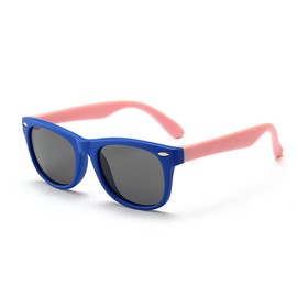 MAXJULI Polarized Kids Sunglasses for Girls and Boys with Fleaxible Frame Ages 3-10 UV400 (Dark blue/Pink)