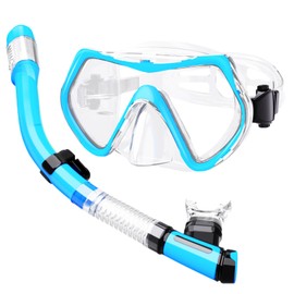 Snorkel Set Adults,Snorkel Mask Anti-Fog Panoramic View Diving Mask Dry Top Snorkel Kit Anti-Leak Snorkeling Gear for Snorkeling Scuba Diving Swimming Travel with Carry Bag