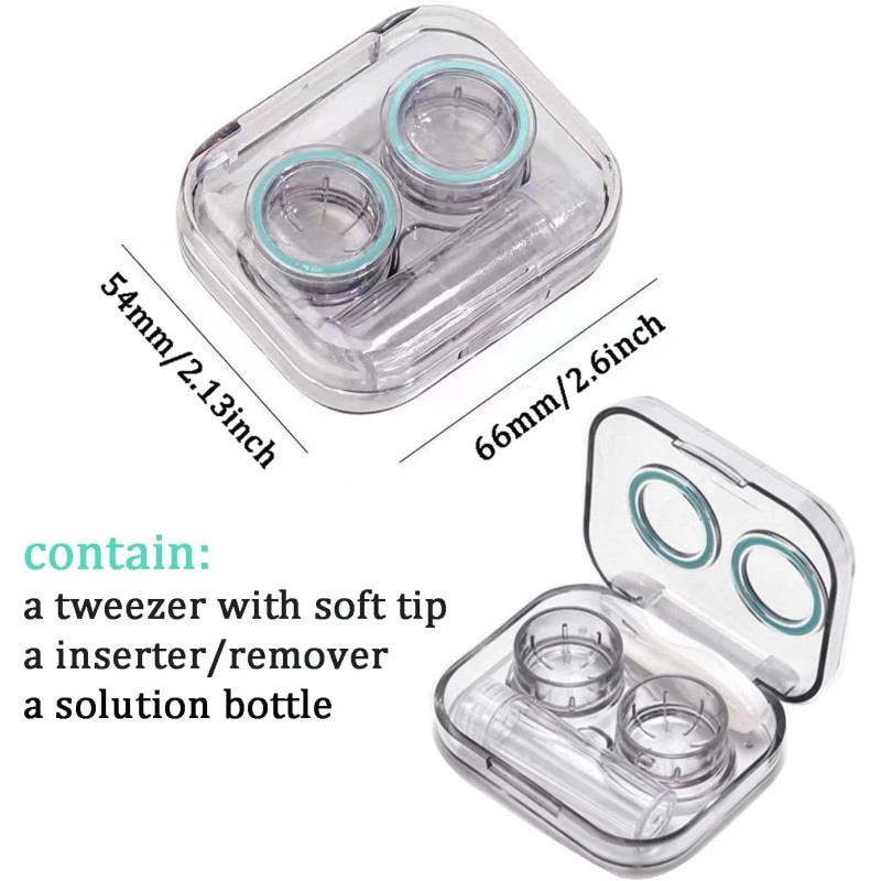 4 Pack Flip Top Clear Contact Lens Case Travel Kit,