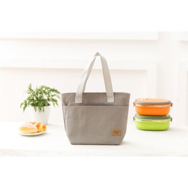 Vinsani Insulated Tote Canvas Thermal Lunch Bag Reusable Portable Cooler Bag Lightweight Convenient Foldable for Work School Picnic Office Adults & Kids - Grey