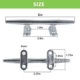 Dock Cleats 2 Pack 6 inch Boat Dock Cleats with Stainless Steel Screws Hot Dipped Chrome Plated Cast Iron Boat Cleats Marine Grade Dock Cleats Rope Cleats for Boat, Kayak, Deck and Decor