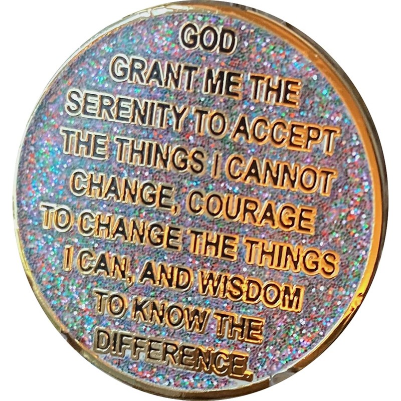 RecoveryChip 9 Month AA Medallion Reflex Funfetti Birthday Glitter Gold