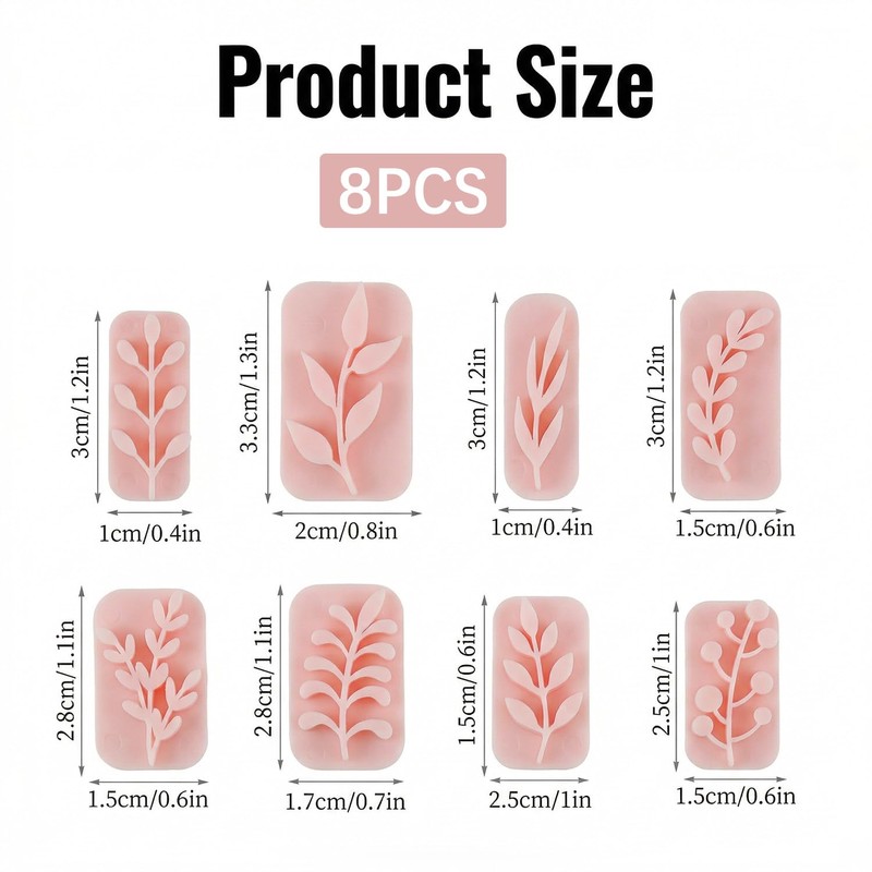 Gaomumu 8PCS Leaf Clay Stamps, Reusable Press Embossing Tools, Delicate