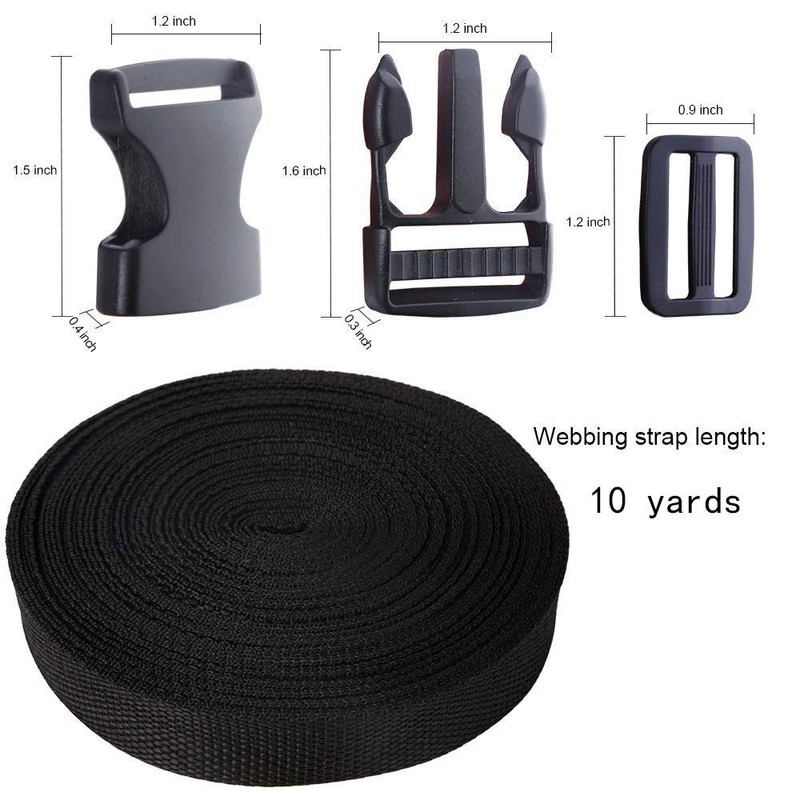 Buckles Strap Set, YGDZ 10 Yards 1 Inch Nylon Webbing