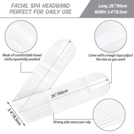 3 diademas faciales de spa de color blanco con tejido de rizo y gofres, ajustables para maquillaje, para baño, deportes, lavado de cara y ducha