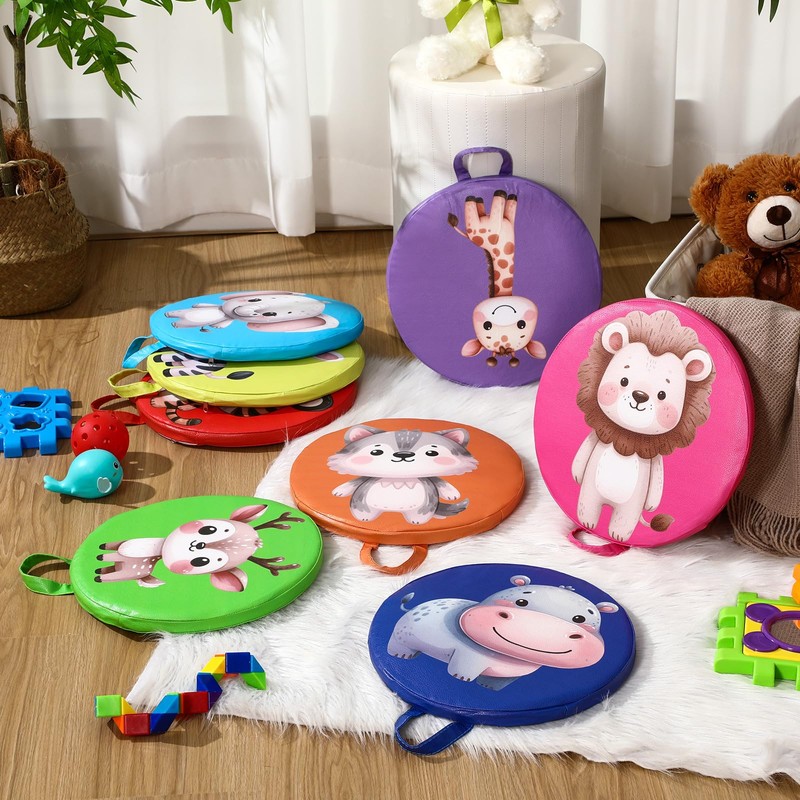 Yuntau 8 Pcs Kids Floor Cushions for Classroom Flexible Round