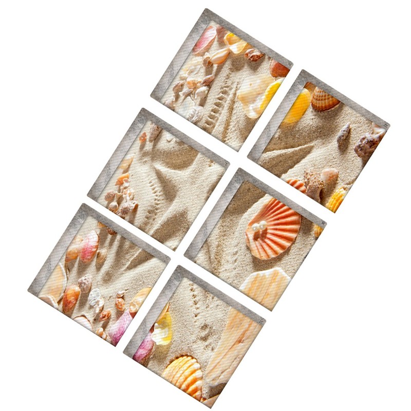 Yardwe Pack of 6 Non-Slip Stickers Beach Pattern Bathroom Pedal