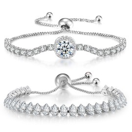 Tennis Bracelets for Women Cubic Zirconia Tennis Bracelet Rhinestone Crystal Bracelets for Prom Fashion Jewelry Christmas Gifts Stocking Stuffers for Women