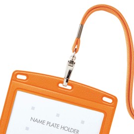 Open Industry Name Tag Hanging Name Tag Leather Business Card Size Orange N-123P-RG