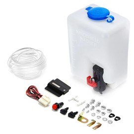ZNDAW Windshield Washer Pump Reservoir Kit, Windscreen Fluid Reservoir Bottle with Pump Jet Button Switch Nozzle, 12V Universal Car Windshield Washer Bottle Pump Tank Kit