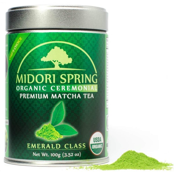 Midori Spring USDA Organic Ceremonial Matcha - Emerald Class - Chef's Choice Quality Japanese Matcha Green Tea Powder, Kosher, Vegan Certified(100g)…