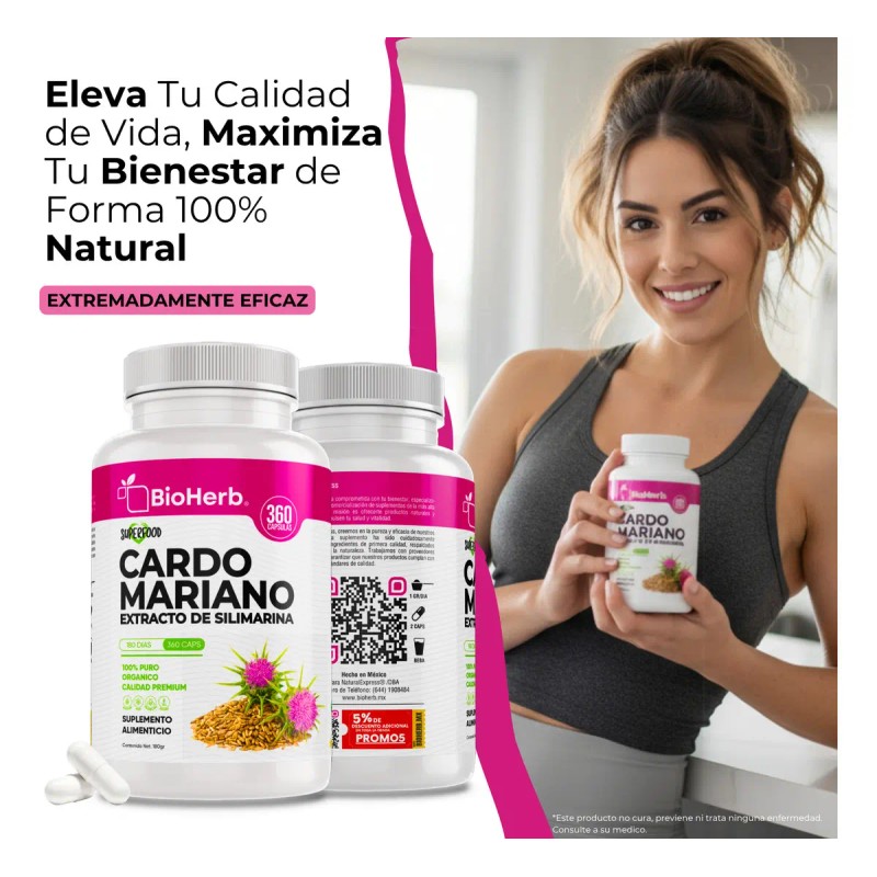 Bioherb Cardo Mariano 100 Puro Extracto Silimarina Estandarizado Alta Pureza