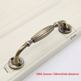 Vintage Cabinet Door Handles, 4 Pcs European Zinc Alloy Bow Shaped Pulls, Furniture Door Pull Handles for Cupboard Wardrobe Drawer (128mm, Bronze)
