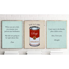 Office Themed Character Wall Art Decor TV Show Funny Typography Retro Sign Gift Decor Set Pictures Unframed (Soup Snakes)