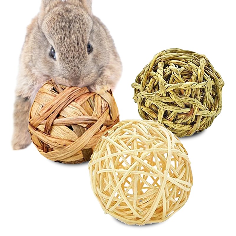 SunGrow Assorted Rabbit Chew Balls, Teething Activity Toy for Pocket