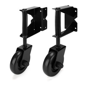 YONSIN 4.3" Heavy Duty Gate Caster Wheel with Spring Loaded for Wooden Gate Fences, Gate Caster with 360° Swivel, Right-Angel Mount Plate for Metal Gate, Yard Fence, 220 Lbs Capacity, L&R, Black