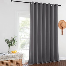 NICETOWN Blackout Sliding Glass Door Curtain 144 inches Long, Grommet Thermal Insulated Light & Heat Blocking Curtain & Drape Window Treatment for Sliding Glass Door, Grey, W100 x L144, 1 Panel