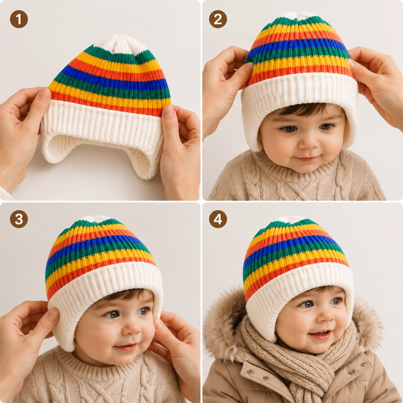 Baby Winter Knit Hat for Cold Weather – Cute Rainbow