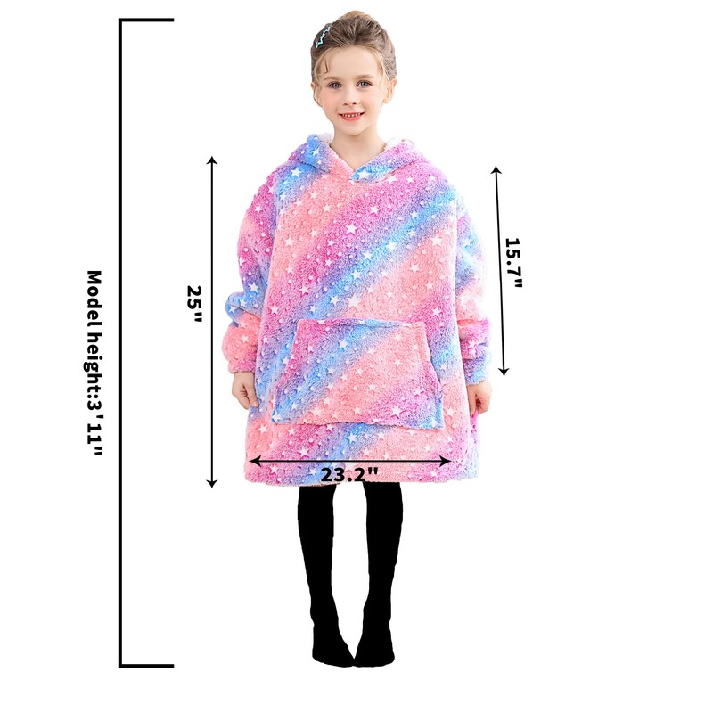 softan Glow in The Dark Blanket Hoodie for Kids, Super