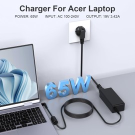 65W Laptop Power Supply for Acer Aspire Series (3, 5, E1, E3, E5, E15, E17), ES Series (ES1, ES15), V3, V5, A315-51, A515-52 - Compatible with E5-575, E5-575G, 19V 3.42A (65W Acer 3) 0mm * 1 thth.1