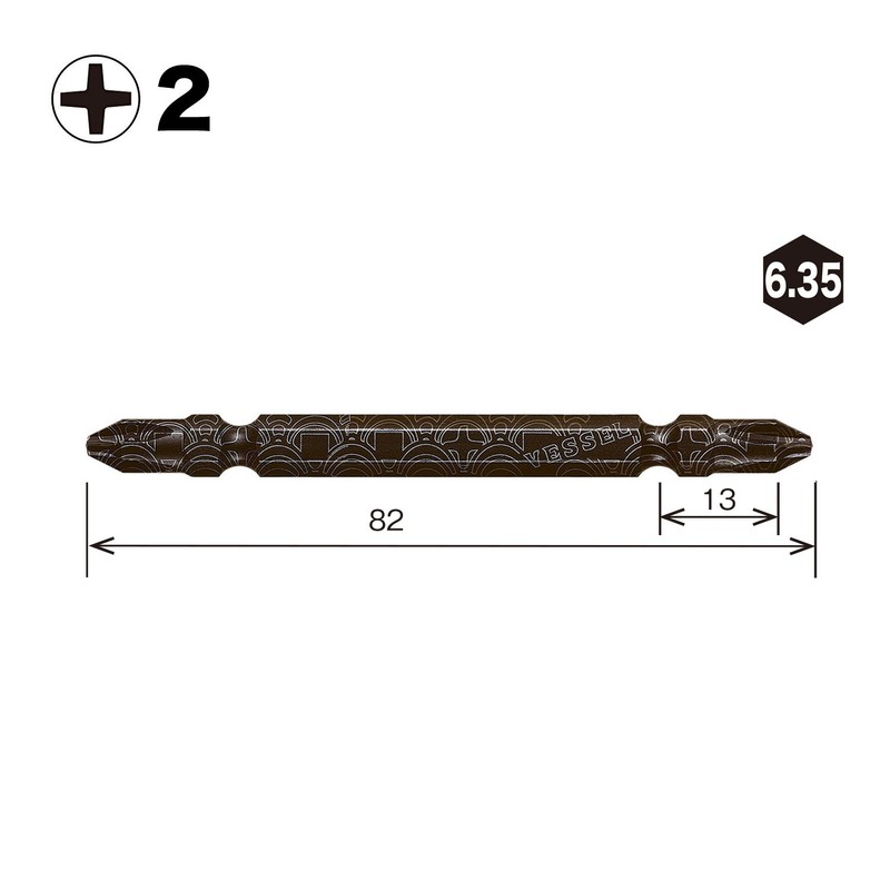Vessel RB5P2082-BL Rib Bit BL Double Ended + 0.08 x
