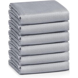 Fish Scale Streak Free Magic Glass Window Car Mirror Microfiber Cleaning Cloth Cleaner Cloths,Lint Free Stainless Steel Windshield Shower Cleaning Cloth,Miracle Polishing Towels Shiny Wipes,Pack 6,Mix - Color: Gray
