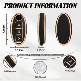 TOOMUME Car Key Cover TPU, Car Key Case Fit for Nissan Qashqai J11 J12 Juke F15 X-Trail T32 Micra K13 K14 Infiniti Q50 QX60 EX35 FX45, Protective Key Fob Cover Key Fob Case - Horn