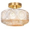 Jolydoly Semi Flush Mount Ceiling Light,Globe Glass Ceiling Light,Vintage Small