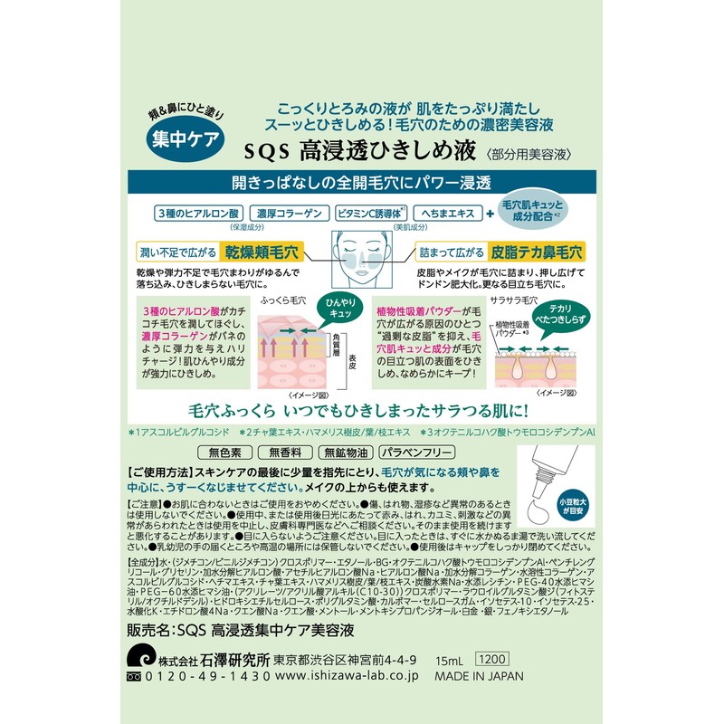 SQS High Penetration Tightening Liquid for Cheeks, Sebum, Pores, Plumpness,