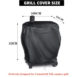 BBQ Barbecue Cover, 420D Charcoal Portable Waterproof Oxford Fabric Cloth Heavy Duty UV Protected for Garden Party Cooking(XXL Smoker Cover)