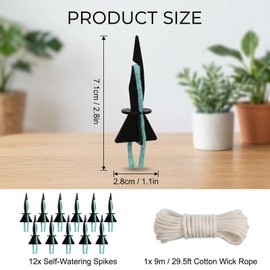 12 Pack Self Watering Spikes for Indoor Plants, Plant Watering Spikes with 9 Meter Cotton Rope, Self-Watering Stakes for Outdoor Plants, Garden Watering Spikes to Water Plants While Away