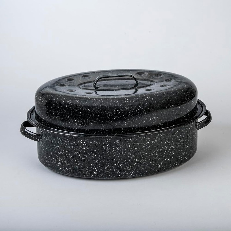 Granite Ware Porcelain Enamel Covered Roaster 20 lb Black