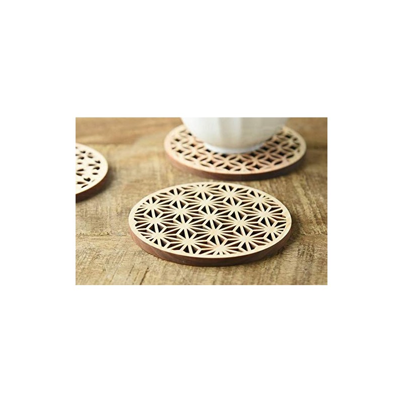 Yamani 47190251 Coaster Brown 3.5 inches (8.8 cm) Traditional Hinoki