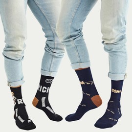 Ntelioglou Patterned Breathable Men's Socks, 3-Piece Cotton Patterned and Colourful Funny Boys Socks, Men's Socks Size 41-46, Brave and Rich