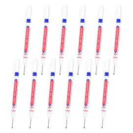 PATIKIL Deep Hole Marker Pens, Set of 12, Ink, Waterproof, Deep Hole Markers, 0.9 inches (22 mm), Long Nose, Pen, Woodworking, Blue