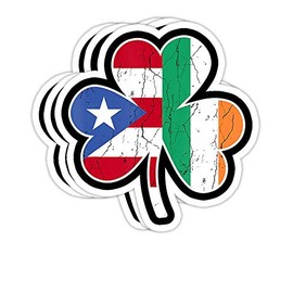 GrayFoxxy Ireland Irish Puerto Rican St Patrick's Day Gift Decorations - 4x3 Vinyl Stickers, Laptop Decal, Water Bottle Sticker (Set of 3)